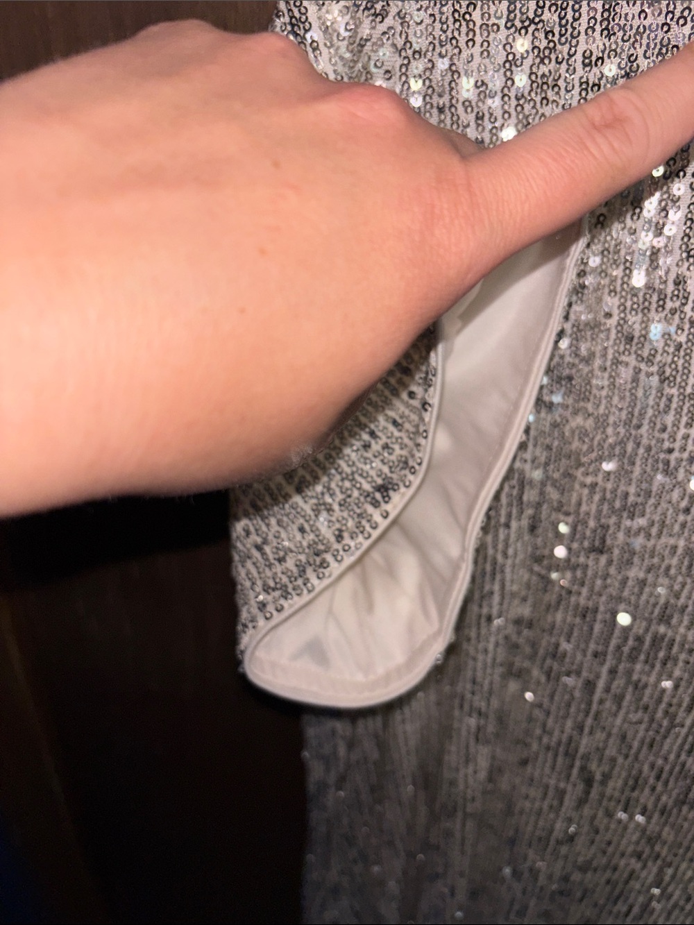 Vince Camuto Silver Sequin V-Neck Mini Dress - Picture 4 of 16